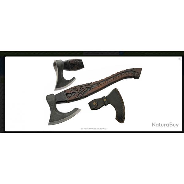 Hache Viking Rite Edge Ragnarok Lame Forge Acier Manche Bois Frne Sculpt tui Cuir PA882476