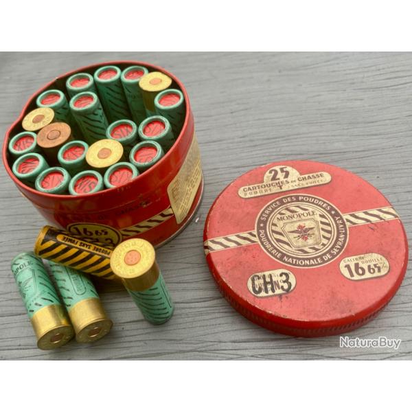 Bote de cartouches de chasse  poudre T calibre 16