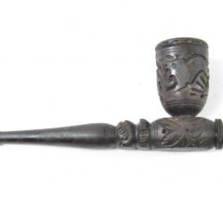 Ancienne pipe en bois sculpté, probablement asiatique. Cochinchine Indochine ? Années 1930 ?