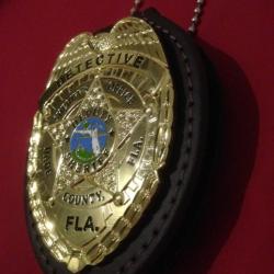 USA Florida DADE COUNTY MIAMI Sheriff DETECTIVE Badge + porte badge cuir