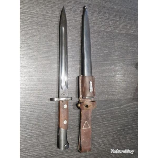 Baonnette mauser VZ 24 yougoslave produce 44 avec etui et porte fourreau