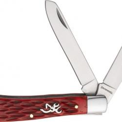 Couteau Browning Trapper Lames Clip et Spey Acier Inox Manche Os Red BR0547B