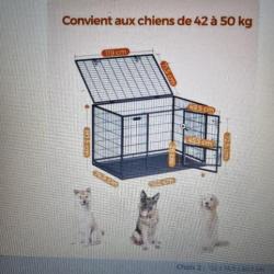 Cage pour Chien Lourd, 122 x 74,5 x 80,5 cm, Double Porte Amovible, Nettoyage Facile, Parc à Chiens,