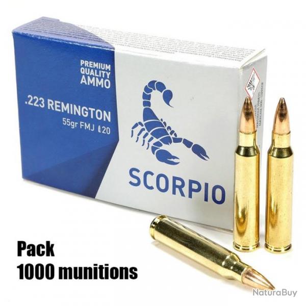 1000 munitions STV SCORPIO 223 rem FMJ 55 grains 