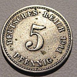 Allemagne piece de monnaie  5 pfenning 1911 ttb