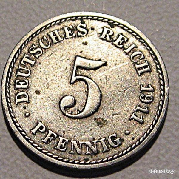 Allemagne piece de monnaie  5 pfenning 1911 ttb