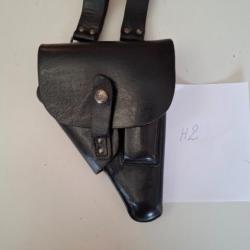 (H2) Holster police en cuir pour FN 1910 et son chargeur (Police Bruxelles)