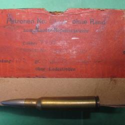 Une cartouche Mauser No 380  cal 7 x 57 DWM K export Balle No 253 V ,Cat C