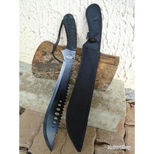 Grosse Machette Couteau Kukkri Bushcraft Parang Machete Lame Acier Inox Manche Paracorde Etui NylonA