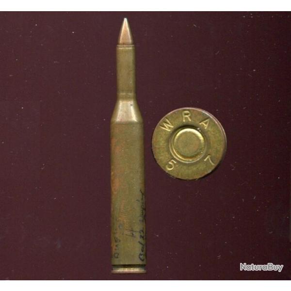 .22 x 2.95" SALVO Duplex - TRES RARE - Munition exprimentale USA  2 balles projet SALVO vers 1950.