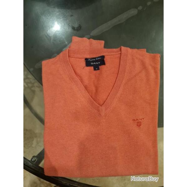 Pull Gant rose taille M col V TBE