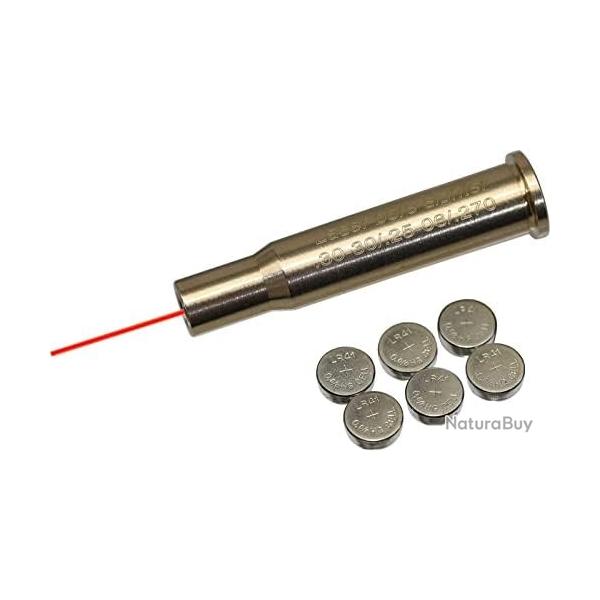 Cartouche Bore Sight MAYMOC .30-30/.25-06/.270 Red Dot avec 2 Jeux de Piles