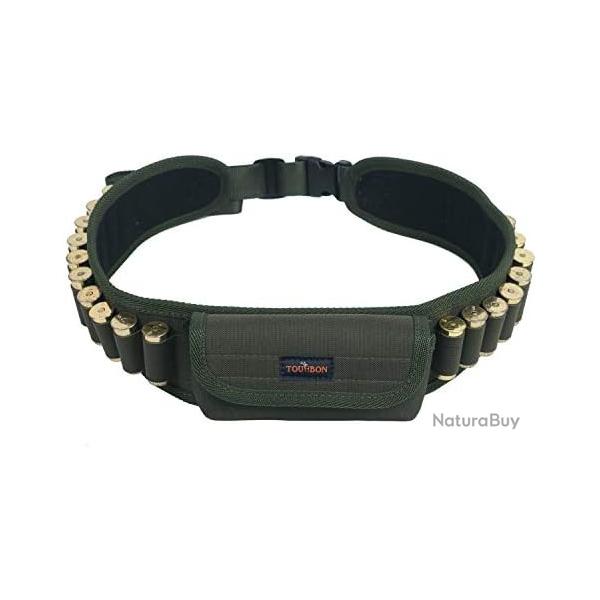 Tourbon Ceinture de chasse  20 cartouches de calibre 12/16/20 avec 1 poche Multifonctionnelle