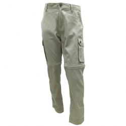 SOLDES Pantalon treillis homme transformable 3 en 1 pantacourt et bermuda beige Taille