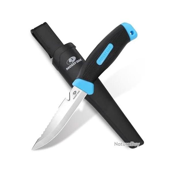 Couteau De Survie A Lame Fixe 220mm Avec Dents Denteles Et Etui Pour Chasse Camping Randonne 10cm