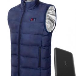 Veste CHAUFFANTE avec BATTERIE, 9 Zones Chauffantes  noir ou bleu