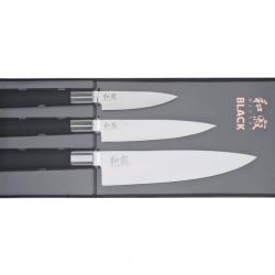 BEL2350 SET 3 COUTEAUX KAI WASABI (universel 10cm et 15cm, cuisine 20cm) MANCHE NOIR NEUF