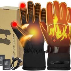 Gants Chauffants avec Batterie Rechargeable 5V 5000mAh*2?3 Niveaux De Températures?Gants Chauffants