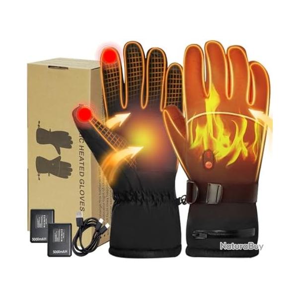 Gants Chauffants avec Batterie Rechargeable 5V 5000mAh*2?3 Niveaux De Tempratures?Gants Chauffants