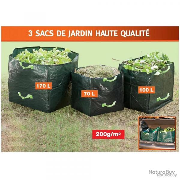 3 Sacs de jardin avec poignes