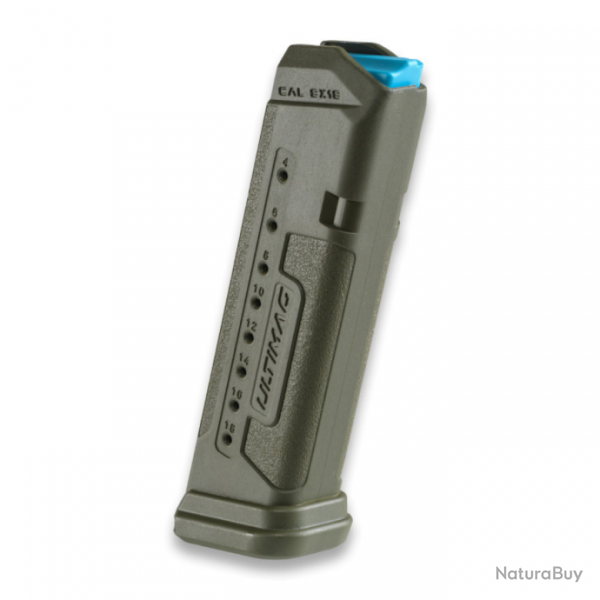 Chargeur 18 cps FAB Defense Ultimag G17 pour Glock 17 et variantes - Vert