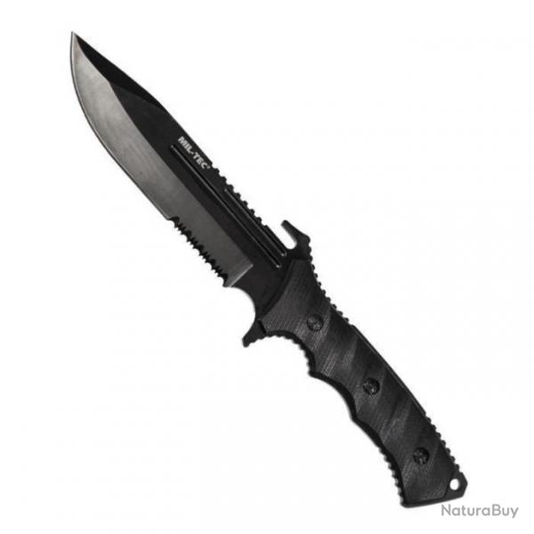 Couteau  lame fixe Mil-Tec Combat G10 - Noir