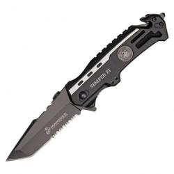 Couteau pliant US Marine Corps RESCUE Linerlock 1002TS - Gris