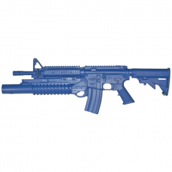 Fusil d'entraînement Blueguns AR15 Flat Top Closed Stock / Rail / M203 - Bleu