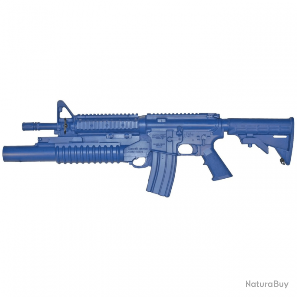 Fusil d'entranement Blueguns AR15 Flat Top Closed Stock / Rail / M203 - Bleu