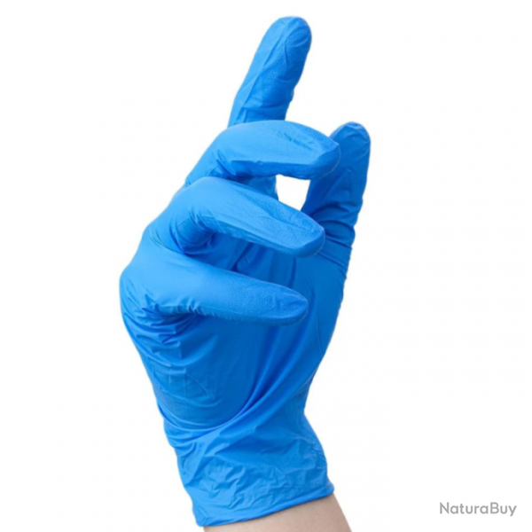 Gants mdicaux en nitrile sans latex ni poudre Rhino Rescue (la paire) - Bleu / 8 - 8.5