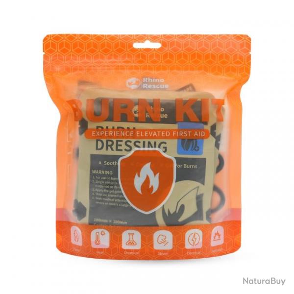 Kit de secours pour soin des brlures Rhino Rescue Burnshield Professional - Orange