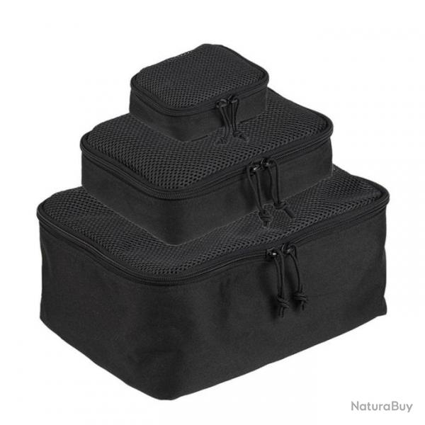 Lot de 3 pochettes de rangement Mil-Tec en maille - Noir