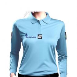 Polo Gendarmerie Patrol Equipement Femme ML Cooldry Maille Piquée - Bleu Clair / M