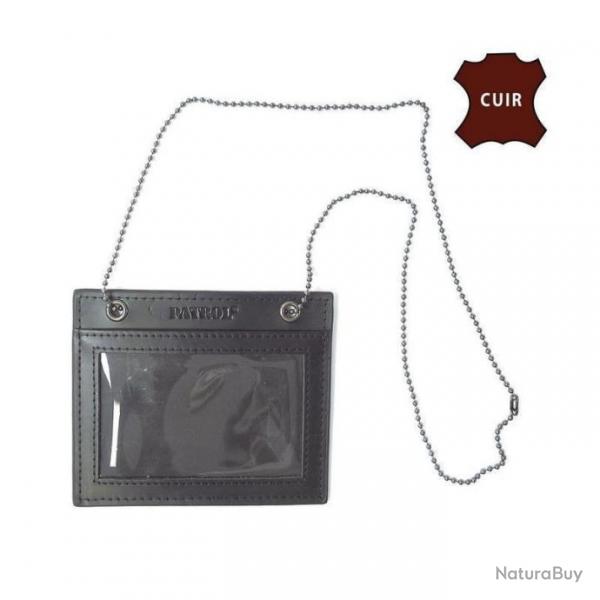 Porte-carte Patrol Equipement FDO Cuir + Chane - Noir