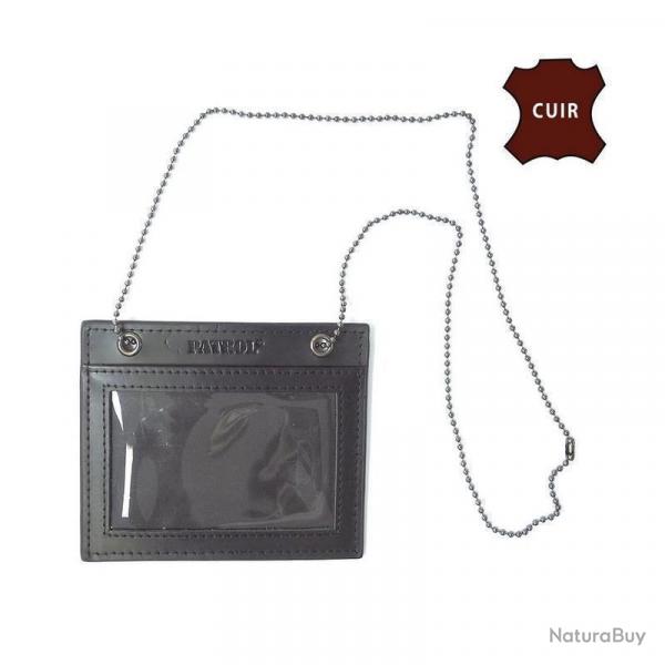 Porte-carte Patrol Equipement FDO Cuir + Chane - Noir