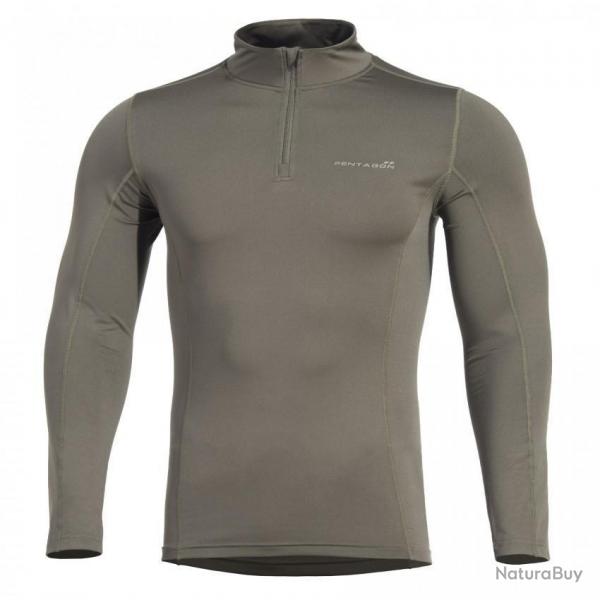 T shirt thermorgulateur Pentagon Pindos 1 2 Zip Vert olive