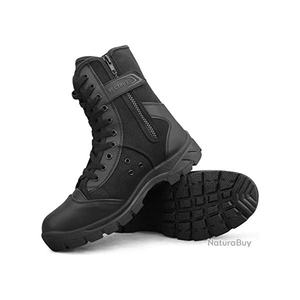 Botte haute militaire noir pour homme avec zip latral taille 41 botte de combats