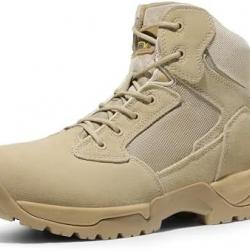 Bottes de combat tactique beige style militaire pour homme taille 42