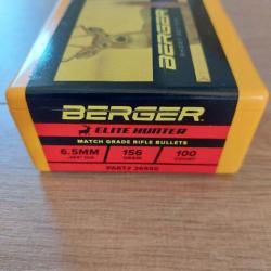 100 * Ogives BERGER EOL .264 156 gr - Idéal TLD 6.5 Creedmoor, 6.5 PRC