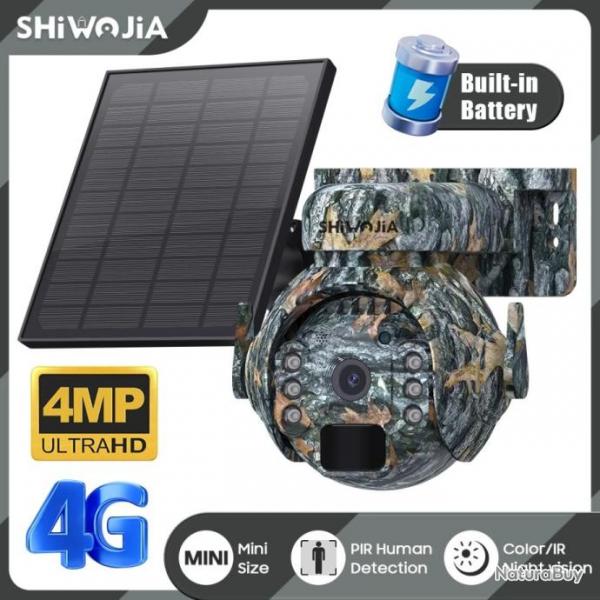 CAMERA DE CHASSE 360 SOLAIRE PILOTAGE A DISTANCE, 4MP VISION NOCTURNE BATTERIE 7800mAh CONNEXION 4G