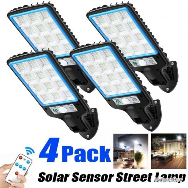 4 x Lampes Projecteur SOLAIRE LED avec 3 Modes d'clairage, dtecteur de prsence Lampadaire Jardin