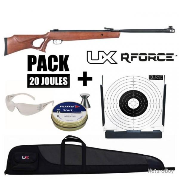 PACK CARABINE AIR COMPRIME UX R-FORCE XTREM BOIS GAS PISTON CAL 4.5MM 19,9 J Standard