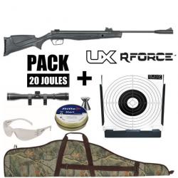 PACK CARABINE AIR COMPRIME UX R-FORCE TARGET GAS PISTON CAL 4.5MM 19,9 J Lunette 4x32