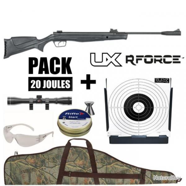 PACK CARABINE AIR COMPRIME UX R-FORCE TARGET GAS PISTON CAL 4.5MM 19,9 J Lunette 4x32