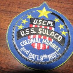 patch de film ancien brodé extraterrestre USS Sulaco US Colonial Marines thermocollant 9x10cm cinema