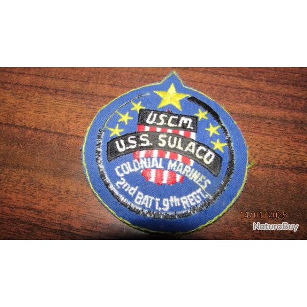 patch de film ancien brod extraterrestre USS Sulaco US Colonial Marines thermocollant 9x10cm cinema