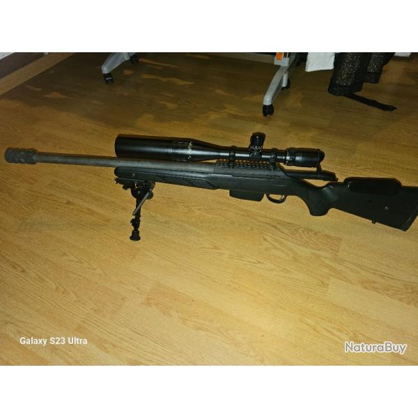 Carabine tikka t3 . avec lunettes bushnell 5. 15x50 et bipied.