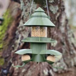 Mangeoire/Distributeur Oiseaux Sauvage Céleste Cacahuète Vert Olive