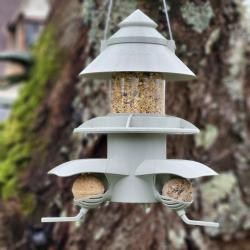 Mangeoire/Distributeur Oiseaux Sauvage Céleste Cacahuète Gris Clair