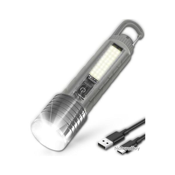 Lampe Torche LED ultra Puissante 8000 Lumens rechargeable tanche avec zoom